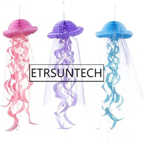 30pcs Hanging Jellyfish Party Decoration Honeycomb Craft Pastel Mermaid Party Decor Under the Sea Kids Birthday Party Supplies