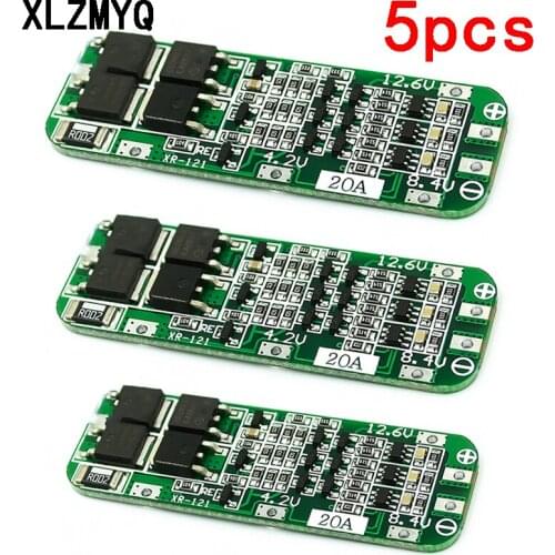 5pcs 3S 20A Lithium Battery 18650 Charger PCB BMS Protection Board 12.6V 18650 Li-ion Battery Cell Charging Module 12V Lipo Cell