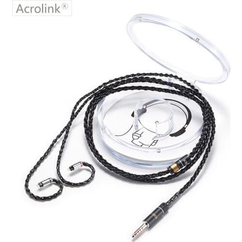 Acrolink 2Pin Connector 4.4mm Balanced 8-Core 99.99% pure silver Earphone Cable For W4R SE3 SE5 UM3X With Ear Hook
