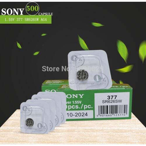 500PC FOR SONY Original Single grain packing 1.55V AG4 377A 377 LR626 SR626SW SR66 LR66 Button Cell Watch Coin Battery