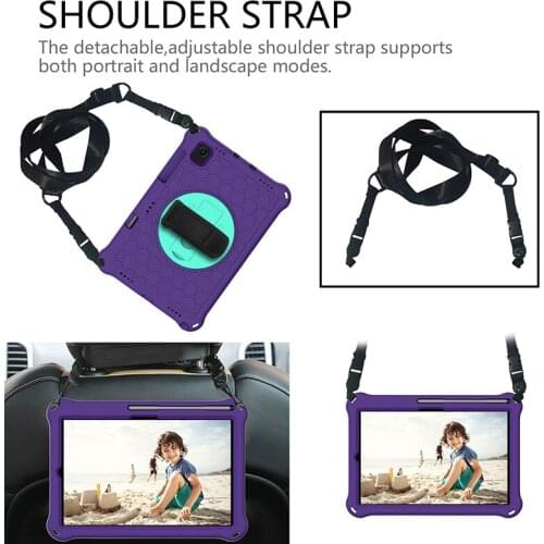 Rotatable Stand Shoulder Strap Kids Cover for Samsung Galaxy Tab S6 Lite 10.4 2020 P610 P615 EVA Shockproof Case+Pen