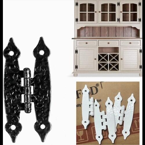 10Pcs Black 85mm / 3.35inch Cold Rolled Steel American Antique Pattern Hinge Decorative Door And Window Hinge Luggage Hinges