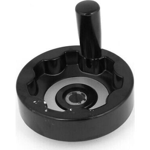 Milling Machine Rear Ripple Hand Wheel 12mm Bore w Revolving Handle Black Wheel Diameter (Approx.) 100mm