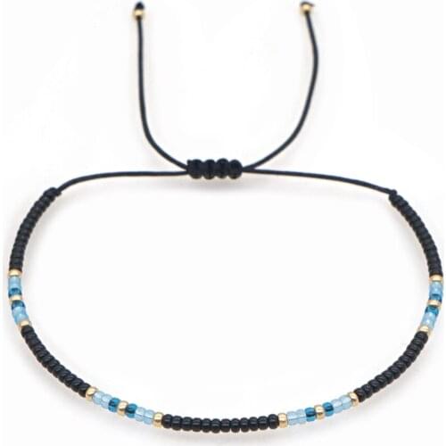 Go2Boho Black Beaded Bracelet Tiny Bracelet For Women Simple Jewelry Miyuki Glass Beads Thin String Adjustable Braclets