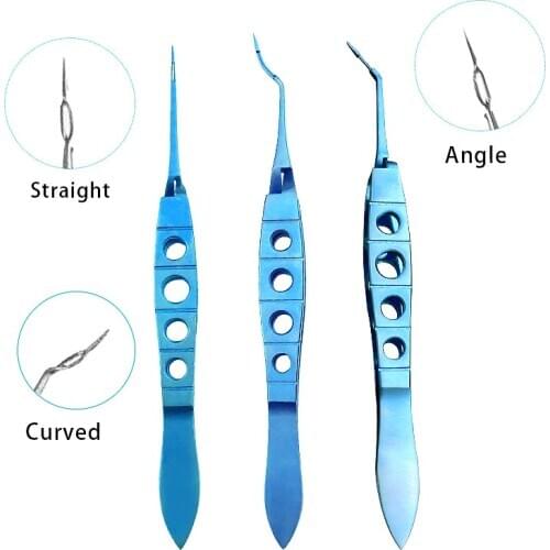 Curved/Straight Ophthalmic Forceps Akahoshi Prechopper Angle Tweezer Ophthalmic Titanium Eye Instrument