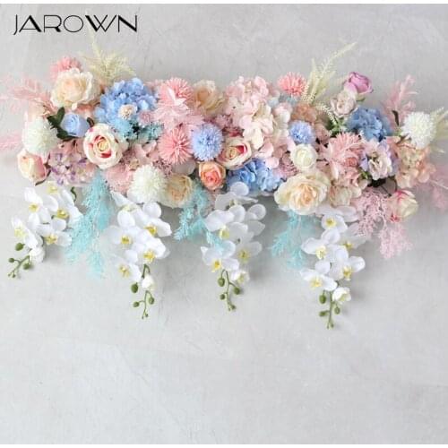 JAROWN Customized Blue Pink Butterfly Orchid Flower Row Wedding Floral Background Decoration Home Birthday Party New Year Decor