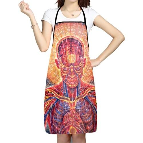 Alex Grey Art Printed Kitchen Cooking Baking Aprons Home Cleaning 68*95cm Oxford Fabric For Women Man Home Delantal Cocina