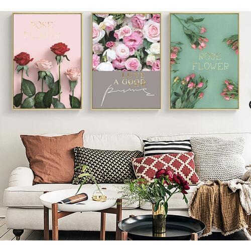 Rose Flower Landscape Wall Art Canvas Painting Modern Poster And Canvas Painting Living Room Bedroom Home Decoration