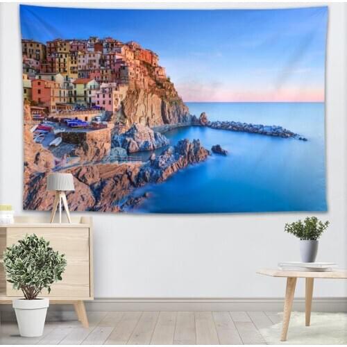 Manarola Wall Tapestry Home Decorations 3D Printing Soft Fabric Wall Hanging Forest Tapestries Home Birthday Party Decoration