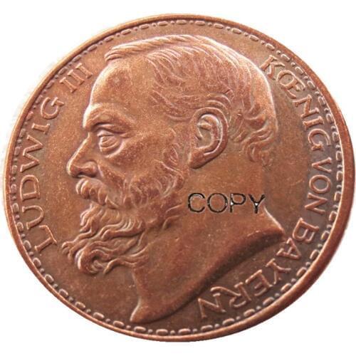 GERMAN 1913 CU Pattern 3 Mark ST Bavaria Ludwig III Copy Coin