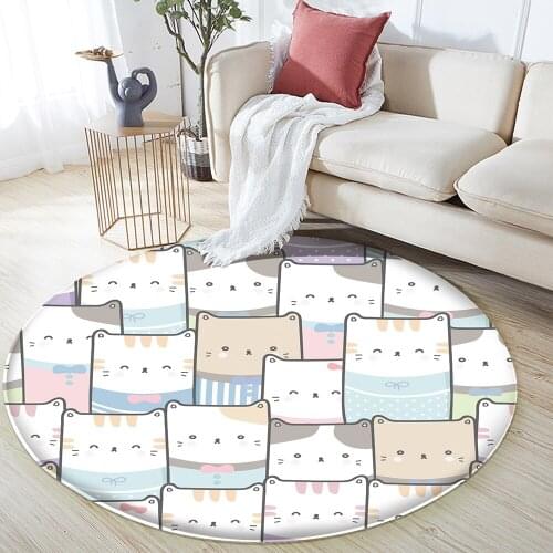 2021 News Simple Animal Pattern Children Comfortable Round Carpet Non-Slip Children Flannel Carpet Baby Carpet Baby Play Mat