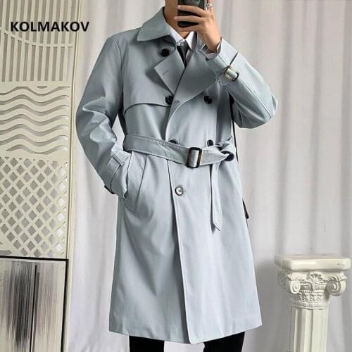 2021 new arrival autumn fashion long Style coat men double breasted trench coat,spring mens casual jackets full size M-4XL