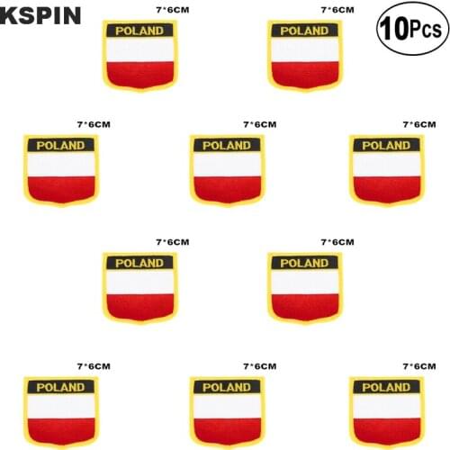 Poland Flag Embroidery Patches Iron on Saw on Transfer patches Sewing Applications for Clothes in Home&Garden