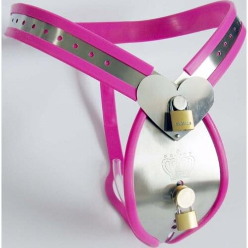 Pink Silicone Male Chastity Belt Stainless Steel Pants With Cock Cage Penis Bondage Device Fetish Sex Toys For Men Cbt BDSM Lock