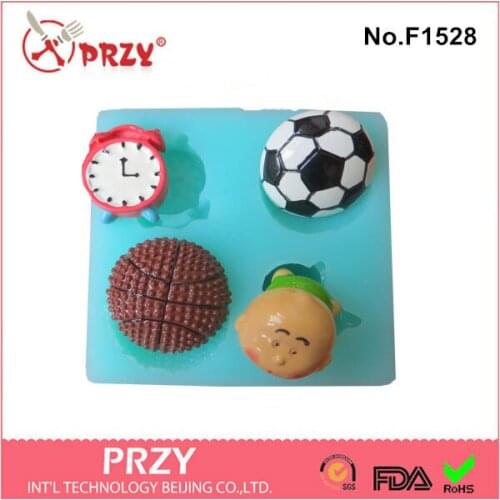 Silicone Babyface Football Basketball Alarm Jelly Cake Decoration Candy Mold Baking Tool Moulds Silicone Rubber PRZY 001