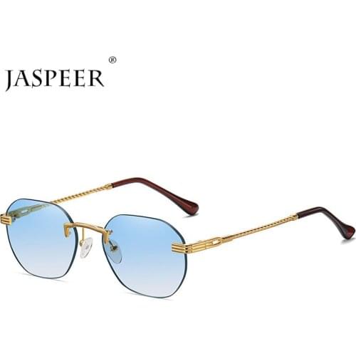 JASPEER Punk Rimless Sunglasses Men Women Brand Designer Vintage Sun Glasses UV400 Gradient Shades Goggle Trendy Eyewear