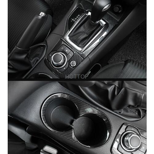 Car-Styling For Mazda 3 Axela Carbon Fiber Cup Holder Frame Panel Cover Trim Center Console Garnish