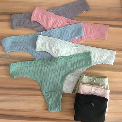 G-string Sexy Panties Cotton Womens Underwear Female Underpants Plus Size Thong Solid Color Pantys Lingerie Femme M-XXL Design
