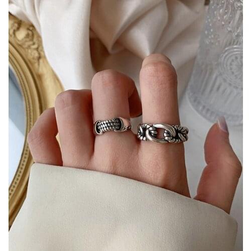 Hip Hop Knotted Opening Rings For Women Men Adjustable Geometric Cute Retro Korean Fashion Hot Sale Couple Gift Jewelry BOYULIGE