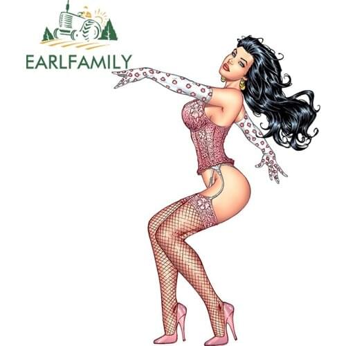 EARLFAMILY 13cm x 8.9cm for Sexy Pink Lingerie Brunette Waterproof Car Sticker Graffiti Decal Sunscreen Windows Vinyl Car Wrap