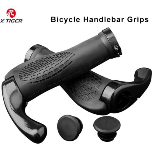 X-TIGER Bicycle Grips Anti-skid Rubber Mountain Horns Bike Grips Aluminum Shock Absorption Bicycle Handlebar Cover Accessorice