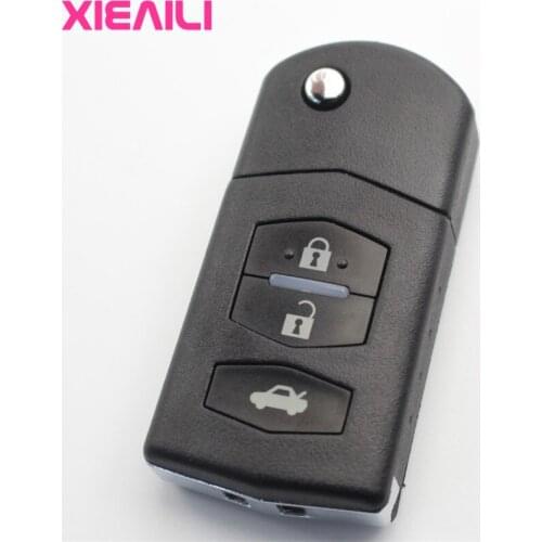 XIEAILI 10Pcs OEM Blank Flip Folding Remote Key Case Shell For Mazda M3/M5/M6/RX8/MX5 Key Fob Case S479