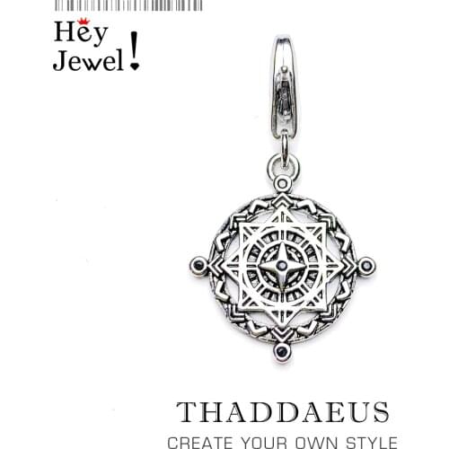 Vintage Compass Disc Charm Women Men 925 Sterling Silver 2019 Brand New Europe Pendant Fit Bracelet Charm Jewelry Nice Gifts