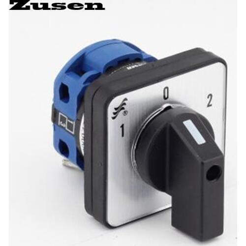 Zusen 440V Ui 690V Cam Switch LW26-20 1-0-2 1P 3 position 1 Pole 4 terminals Two position switch with off