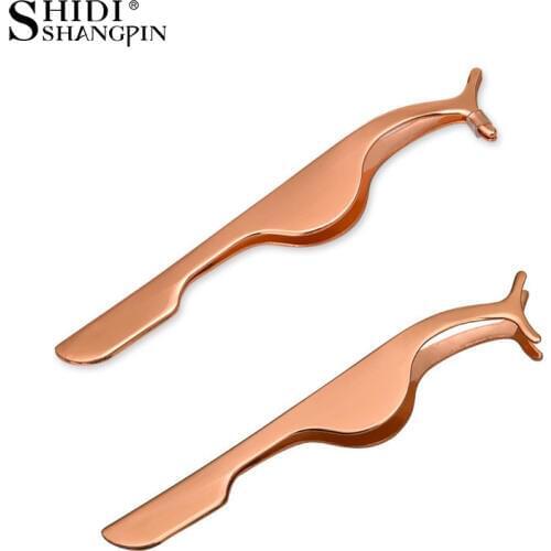 1PCS False Eyelash Tweezers Fake Eye Lash Applicator Eyelash Extension Curler Nipper Auxiliary Clip Clamp Makeup Forceps Tools