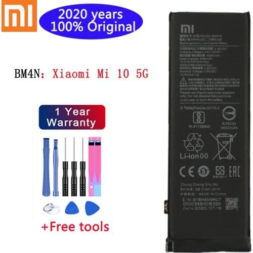 100% Genuine xiaomi Original Phone Replacement 4780mAh Battery BM4N For Xiaomi Mi 10 5G Mi10 bateria Batteries +Gift Tools