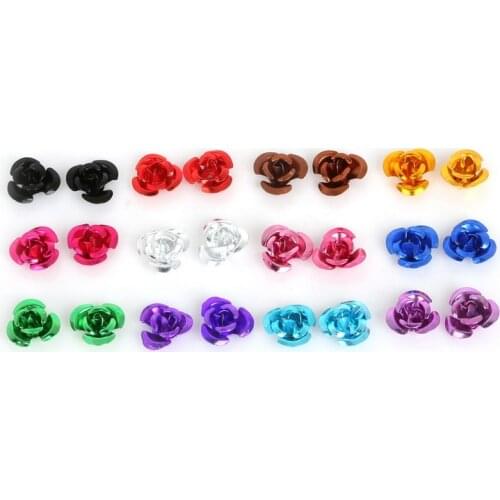 100pcs 12mm Fashion Aluminium Artificial Flower Rose For Wedding Decoration Scrapbooking Decorative Wreath DIY Craft Colthes