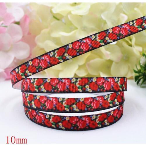 16607-15,(3/8")10mm 10yard/lot Flowers Ribbons Thermal transfer Printed grosgrain Wedding Accessories DIY handmade material