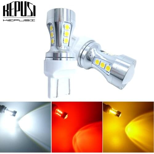 2x T20 LED W21/5W 7443 Led Bulb For Car Motorcycle Bike Truck Brake Reverse Parking DRL Fog Light Backup Lamp Amber/Red/White