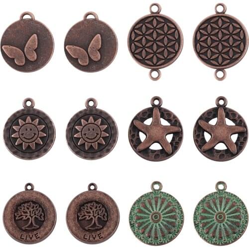 20Pcs Zinc Alloy Metal Charm Round Tree of Life DIY Charms Jewelry Connectors For Diy Handmade Earing Necklace Charms Making