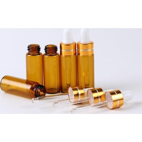 3/5ml Portable Reusable Sample Travel Dropper Sub-bottles For Essential Oil Glass Tube Plastic Dropper Empty Refillable Bottles