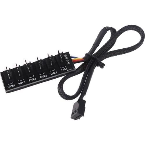 4-Pins 6 Way Hub PC Fan Splitter 6 Way Sleeved Power Supply Cable Adapter