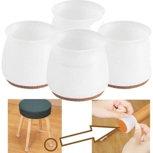 4 PCS Table Foot Cover Furniture Cup Covers Elastic Silicone Table Chair Felt Pad Cup Stool Feet Wrap Cups Protector