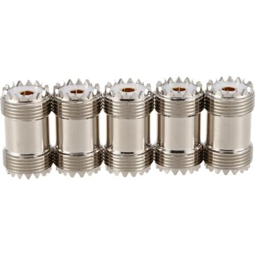 5-Pack PL-259 UHF Female to UHF Female Coax Cable Adapter S0-239 UHF Double Female Connector Plug,silver