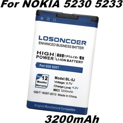 LOSONCOER 3200mAh BL-5J / BL 5J for Nokia N900 Battery X6,5800 XM,5800i,5800W,5230XM,5233,5232,5235,X6-00,C3-00,5802 ,X1-00