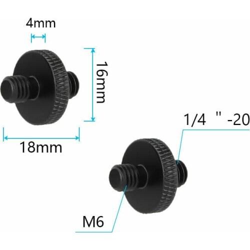 2pcs aluminum Double-end M6 Male to 1/4"-20 Male Thread Screw Convert Adapter