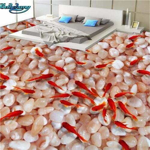 Beibehang High Speed Stream Pebble Goldfish Toilet Bathroom Bedroom 3D Wallpaper Wallpaper Decoration