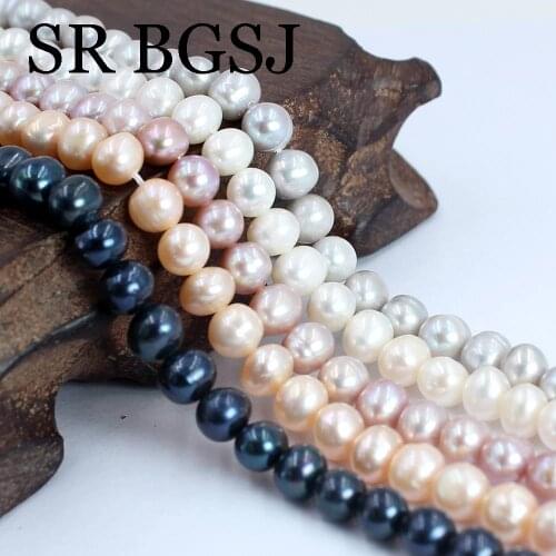 Free Shipping 6mm White Purple Pink Grey Black Nearly Round Diy Jewelry Making Natural Freshwater Pearl Beads Strand 14"