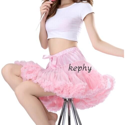 Kephy Free Shipping Womens Skirt Fluffy Chiffon Pettiskirts Tulle Skirts Girls Princess Party Skirt for Lady Adult Tutu Skirt