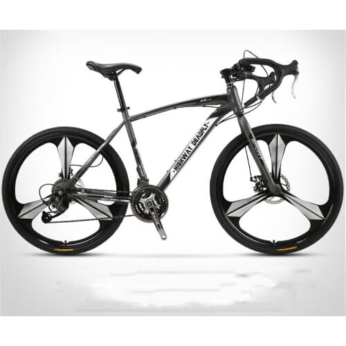 Road Bike Bicycle Bending Handle Fixed Gear Three Knife One Wheel 26 Inch Speed Double Disc Brakes Adult of Men and Women