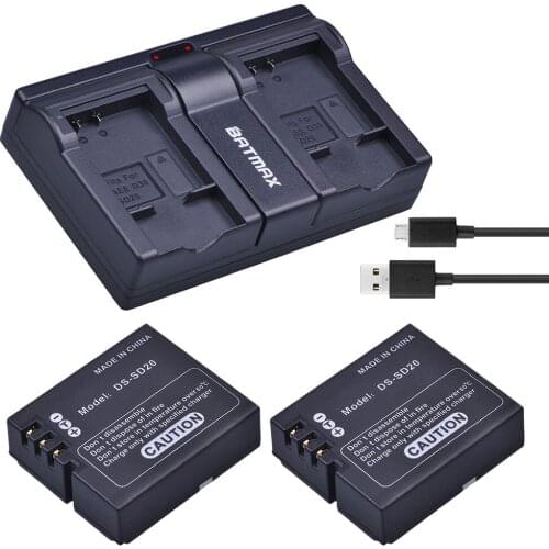 DS-SD20 SD20 DS SD20 Batteries +Dual Charger for AEE Magicam SD18 SD19 SD20 SD21 SD22 SD23 SD30 Rollei 3S Action Sports Cameras