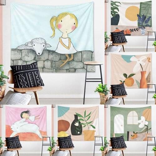 Cartoon Style Tapestry Dorm Decorative Cute Girl Pattern Large Tapestry Home Beach Towel Decorative DIY Accessories Hot Selling