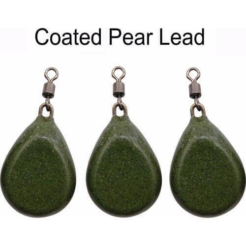 Easy Catch 6pcs Fishing Sinker 2oz Coated Tapered Flat Pear Swivel Sinker Weights Flat Side Pear Weights Carp Fishing Tackle