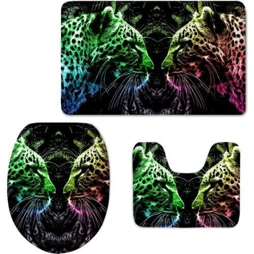 Hot 3 PCS Animals Toilet Seat Cover and Rug Decorations Bathroom Set Toilet Seat Bath Rug Accessories for Bathroom Decor