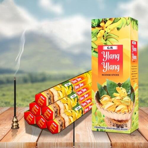 India Incense Big Box Ylang-Ylang Aroma Incense Stick Inside 6 Small Boxes Incense Indoor Smell Relax Air Clean Natural Spices