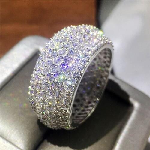 Big Luxury Ring Wieck Full Pave Diamond CZ 925 Sterling Silver Simulated stones Women Wedding Engagement Band Ring